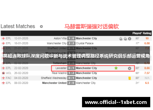 英超连败球队深度问题诊断与战术管理调整路径系统研究俱乐部运营视角