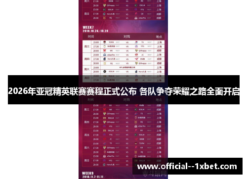 2026年亚冠精英联赛赛程正式公布 各队争夺荣耀之路全面开启