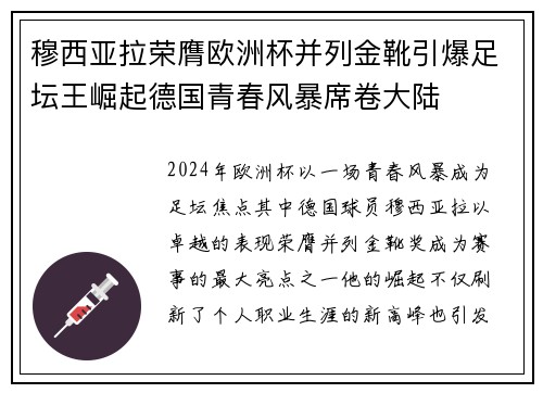 穆西亚拉荣膺欧洲杯并列金靴引爆足坛王崛起德国青春风暴席卷大陆